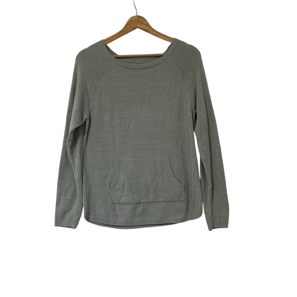 Barefoot Dreams Cozy Chic Ultra Lite Light Gray pullover Kangaroo Pockets Size S